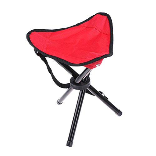 Taburete plegable portátil VORCOOL para camping, pesca, picnic, senderismo, fútbol, juegos, fotografía, jardinería, eventos deportivos (rojo)