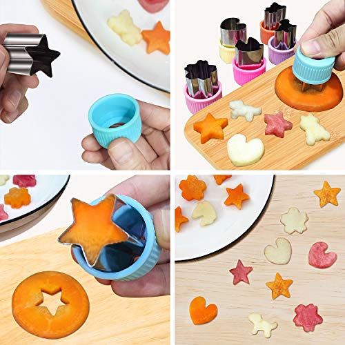 Tacobear 14 Piezas Moldes Galletas Cookie Cutter con 10 Tenedor de Fruta y 4 Mini Herramientas, Acero Inoxidable Estrella Unicornio Dinosaurio Cortadores de Galletas Moldes para Galletas Fruta Vegetal