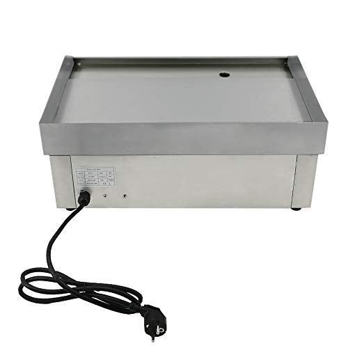 TAIMIKO Plancha Eléctrica Comercial de Acero Inoxidable Parrilla Eléctrica Profesional (Anti-Salpicaduras, Anti-adherente) 2800W Maquina de Teppanyaki 220-240V CE