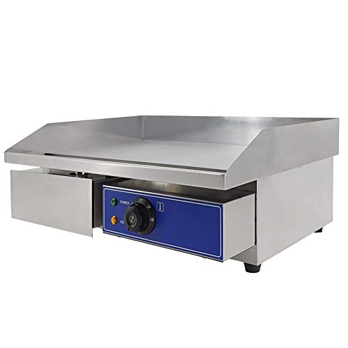 TAIMIKO Plancha Eléctrica Comercial de Acero Inoxidable Parrilla Eléctrica Profesional (Anti-Salpicaduras, Anti-adherente) 2800W Maquina de Teppanyaki 220-240V CE