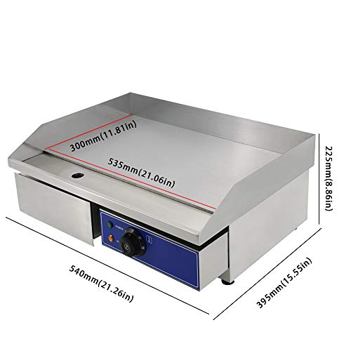 TAIMIKO Plancha Eléctrica Comercial de Acero Inoxidable Parrilla Eléctrica Profesional (Anti-Salpicaduras, Anti-adherente) 2800W Maquina de Teppanyaki 220-240V CE