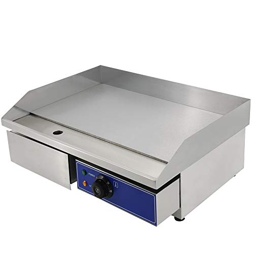 TAIMIKO Plancha Eléctrica Comercial de Acero Inoxidable Parrilla Eléctrica Profesional (Anti-Salpicaduras, Anti-adherente) 2800W Maquina de Teppanyaki 220-240V CE