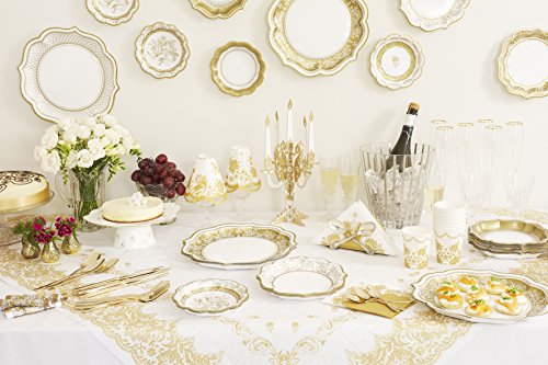 Talking Tables platos pequeñas vintage ‘Party Porcelain Gold.’ Oro y blanco. Cartón. Paquete de 12.