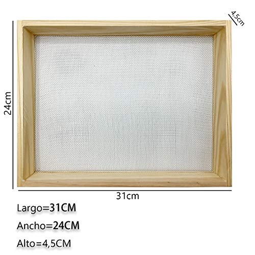 Tamiz de Harina de Madera, Cedazo Cuadrado Malla Harina, Colador de Malla Tamiz (31x24x4,5cm)