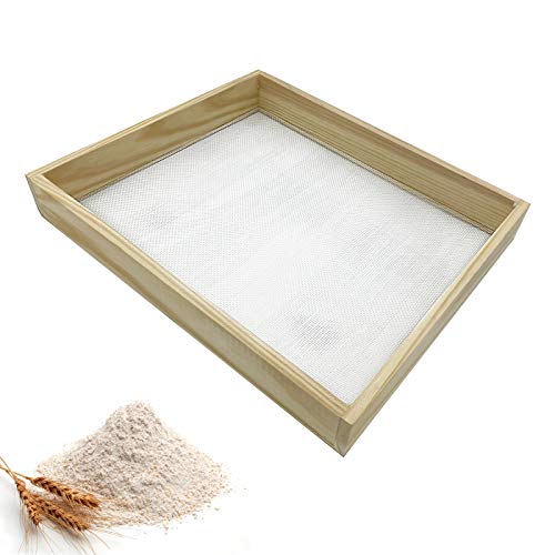 Tamiz de Harina de Madera, Cedazo Cuadrado Malla Harina, Colador de Malla Tamiz (31x24x4,5cm)