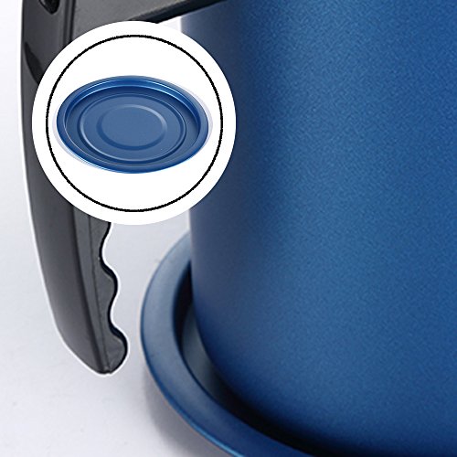 TAMUME 1.6L Olla de Colador de Aceite de Acero Inoxidable, Filtro de Grasa y Contenedor de Aceite con Tapa y Soporte Antideslizante (Azul)