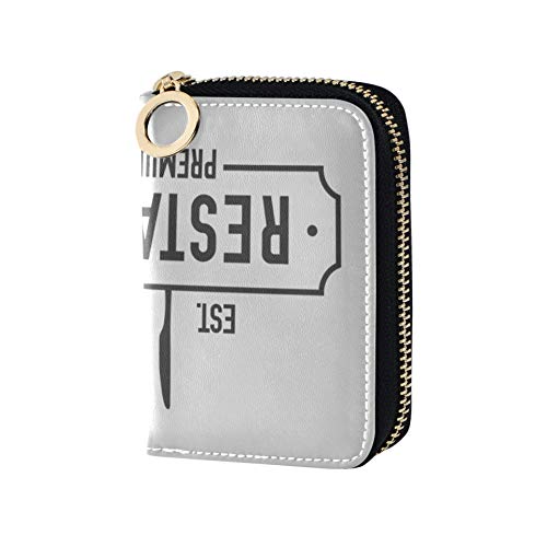 Tarjetero y Monedero Juego de Cubiertos Cucharas Tenedores y Cuchillos Linda Billetera para Tarjetas de crédito Estuches para Tarjetas de Cuero de PU con Cremallera Alrededor de tamaño Compacto para
