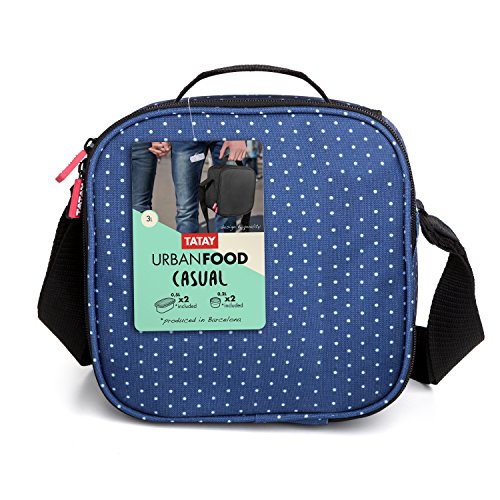 TATAY Urban Food Casual - Bolsa térmica porta alimentos con 4 tapers herméticos incluidos, 3 litros de capacidad, Azul, 22.5 x 10 x 22 cm