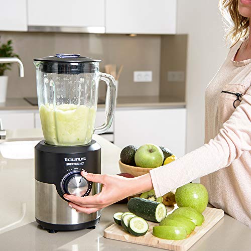 Taurus Supreme Mix - Batidora de Vaso, 1200 W y Cuchillas de Acero Inoxidable de 6 Filos, Multicolor