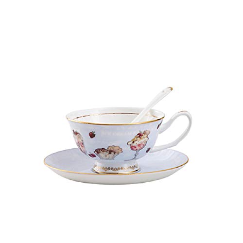 Taza Hotel Creative Cafe European Bone Porcelana Juego de Tazas de café Taza de cerámica Mujer Pareja Taza Taza de Agua Taza de Flores para el hogar Taza de Leche Taza de Desayuno I 10.3 * 5.8CM