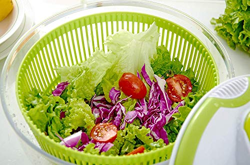 Tebery Spinner de ensalada grande BPA Free-Manual Secador de lechuga y lavadora de vegetales con diseño de secado rápido, lechuga escurridora y vegetales con facilidad, incluido el tazón de plástico t