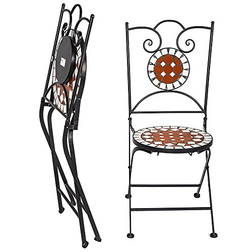 TecTake 401637 - Conjunto de Muebles de jardín Mosaico Mesa con sillas terraza Metal cerámica