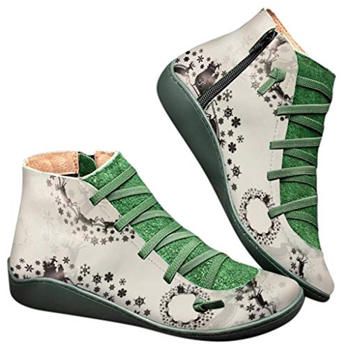 TEELONG - Botas de piel sintética con cordones para mujer, color Blanco, talla 40.5 EU