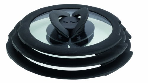 Tefal L99310 - Juego de 3 Tapas de Cristal, Negro, 16/18/20 cm