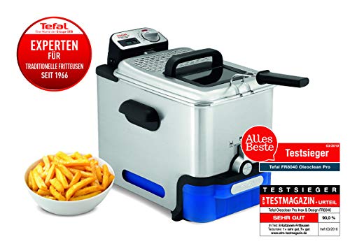 Tefal Oleoclean Pro INOX & Design FR8040 freidora, 2300 W, 3.5 litros, Negro, Acero Inoxidable
