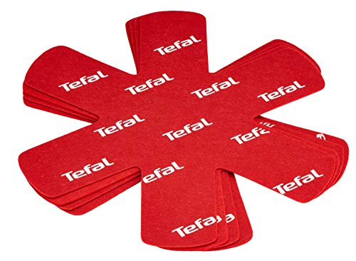Tefal Pack de 4 protectores de ollas y sarténes, Tela, Rojo, 38x36x0.15 cm