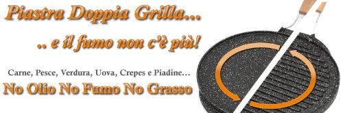 Tele Casa Shop pedras – Sartén Parrilla (Doble Placa Lava Piedra Ceramicore – Cata para Barbacoa y crêpes + 3 Gratis de Accesorios – Fabricado en Italy (32 cm)