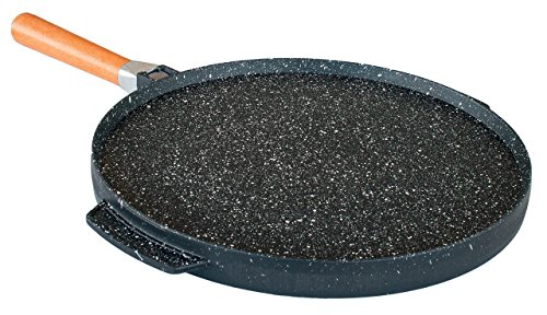 Tele Casa Shop pedras – Sartén Parrilla (Doble Placa Lava Piedra Ceramicore – Cata para Barbacoa y crêpes + 3 Gratis de Accesorios – Fabricado en Italy (32 cm)