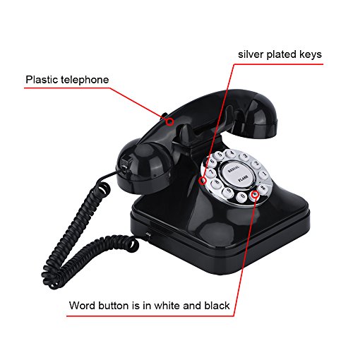 Teléfono Retro Vintage, WX-3011 Teléfono Fijo Alámbrico de Multifunción, Telefonía Doméstica Fija con Cable, Teléfono Vintage de Moda con Base Antideslizante para Hogar Casa Oficina Hotel Motel etc.