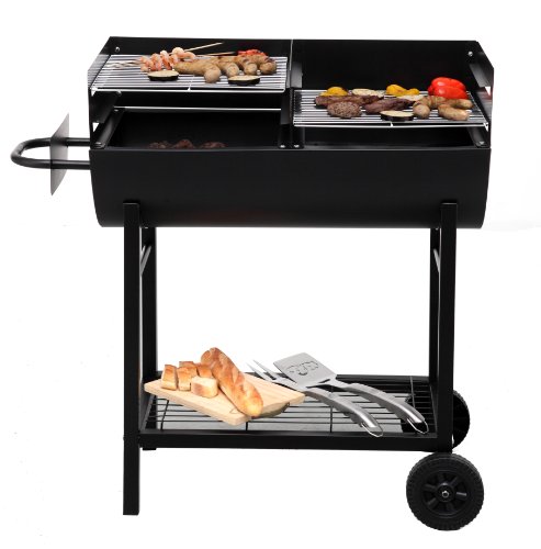 Tepro Detroit Parrilla Barril Carbón Vegetal Negro - Barbacoa (Parrilla, Carbón Vegetal, Barril, Parrilla, Negro, Rectangular)