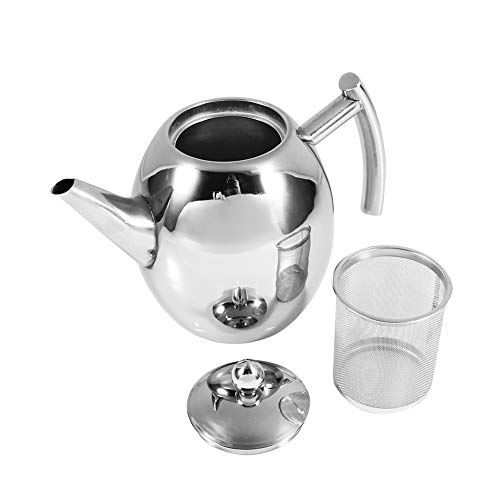Théière en Inox Théière en Acier Inoxydable avec Filtre Bouilloire à Thé pour Maison pour Cuisine Cafétéria Hôtel Restaurant et Bureau Théière avec Filtre à Thé (1.5L)