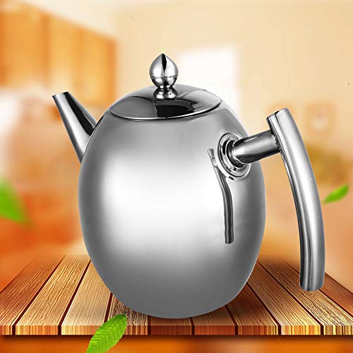Théière en Inox Théière en Acier Inoxydable avec Filtre Bouilloire à Thé pour Maison pour Cuisine Cafétéria Hôtel Restaurant et Bureau Théière avec Filtre à Thé (1.5L)