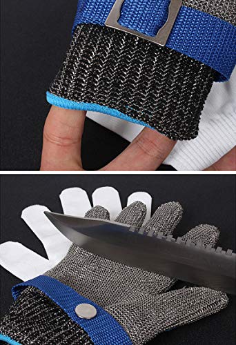 ThreeH Guantes de trabajo resistentes al corte de acero inoxidable Guantes de alambre 316L Nivel 5 de protección Para Cocina Carnicero GL09 S(Un guante)