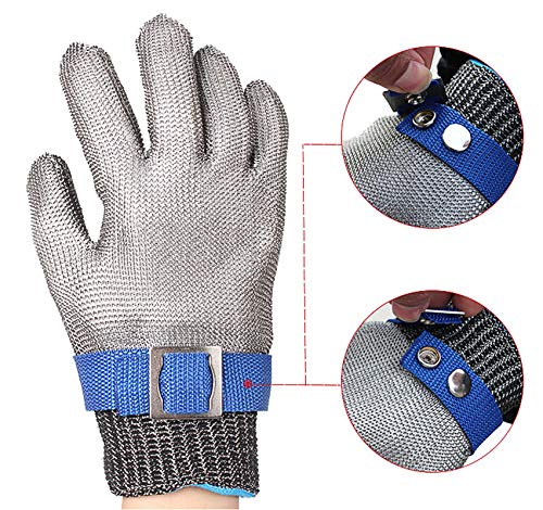 ThreeH Guantes de trabajo resistentes al corte de acero inoxidable Guantes de alambre 316L Nivel 5 de protección Para Cocina Carnicero GL09 S(Un guante)