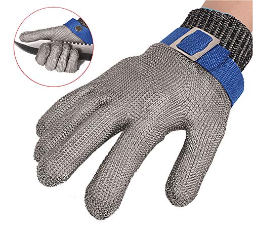 ThreeH Guantes de trabajo resistentes al corte de acero inoxidable Guantes de alambre 316L Nivel 5 de protección Para Cocina Carnicero GL09 S(Un guante)