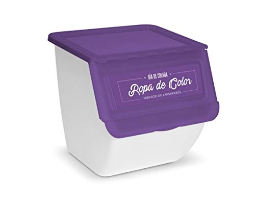 TIENDA EURASIA - Organizador de Ropa Sucia Apilable. Pack de 3 Contenedores para la Colada de 36L (Blanca - Oscura - Color)