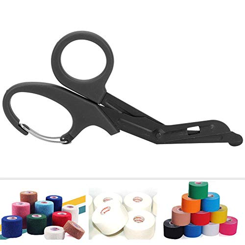 Tijeras médicas, 7.2 Inch Acero inoxidable chapado titanio mate de Tijeras de vendaje para Médico o enfermera, sala de emergencias o campamento al aire libre, vendaje o gasa(Negro)