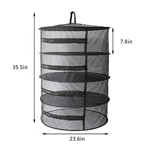 TIMESETL Malla de Secado Plegable y Colgante Red de Secado 60 cm Diámetro Red de Secado Grandes para Marisco, Verdura, Planta y Ropa (Negro)