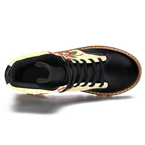 TIZORAX Botas de invierno para las mujeres Acacia Safflower imprime la parte superior alta con cordones clásicos zapatos de la escuela de lona, color Multicolor, talla 40.5 EU