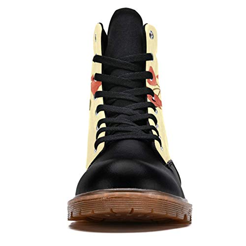 TIZORAX Botas de invierno para las mujeres Acacia Safflower imprime la parte superior alta con cordones clásicos zapatos de la escuela de lona, color Multicolor, talla 40.5 EU