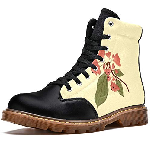 TIZORAX Botas de invierno para las mujeres Acacia Safflower imprime la parte superior alta con cordones clásicos zapatos de la escuela de lona, color Multicolor, talla 40.5 EU