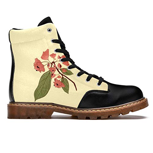 TIZORAX Botas de invierno para las mujeres Acacia Safflower imprime la parte superior alta con cordones clásicos zapatos de la escuela de lona, color Multicolor, talla 40.5 EU
