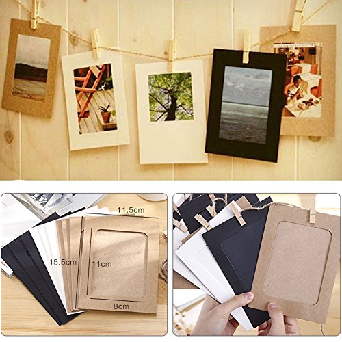 Tocone Marco de Fotos de Papel de Bricolaje Decoración de La Pared del Hogar con Cuerda y Clip Marco de Imagen de Decoración Se Adapta a Fotos de 10 x 15 cm Imágenes