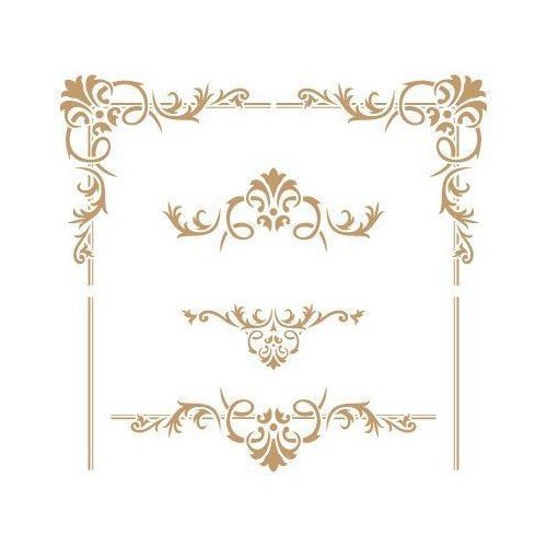 TODO STENCIL Deco Cenefa 057 Topetes y Esquinas, Medidas: Stencil 20 x 20 cm - Diseño 18,6 x 17,3 cm
