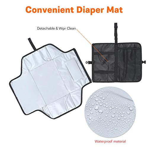 Tonsmile Cambiador Portátil de Pañales para Bebé, Impermeable Kit Cambiador de Viaje Bolsa para Cambio de Pañales en Viajes Esterilla Lavable Completamente Acolchado