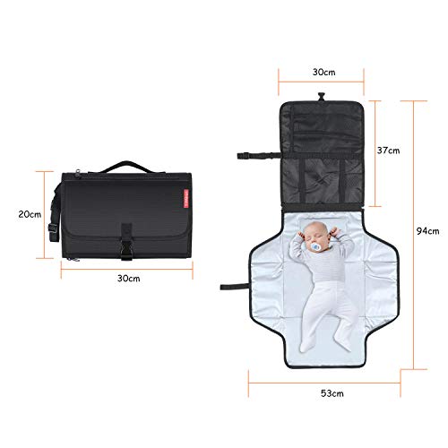 Tonsmile Cambiador Portátil de Pañales para Bebé, Impermeable Kit Cambiador de Viaje Bolsa para Cambio de Pañales en Viajes Esterilla Lavable Completamente Acolchado