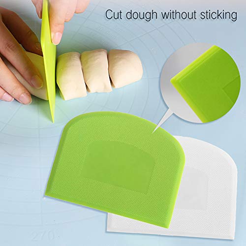 TONVER Raspador de Masa de Plástico, 2 Piezas Espátulas Reposteria para Alisar la Crema de Mantequilla para Hornear Pasteles de Pan Para Panaderos Profesionales Principiantes