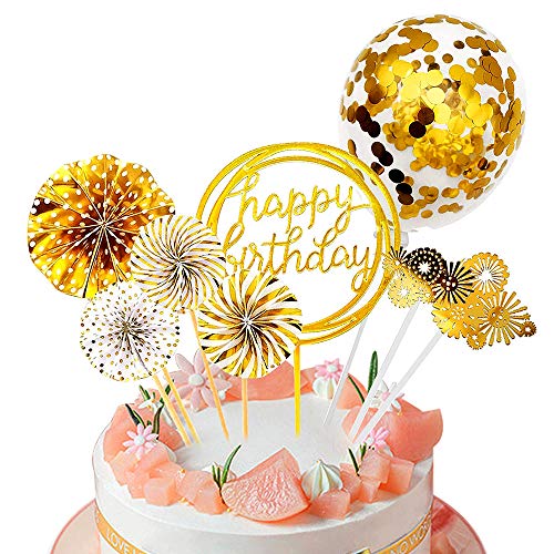 Torta Toppers de Cumpleaños, Cake Topper Happy Birthday Cake Toppe pasteles Decoración, Happy Birthday Cupcake Topper Set Golden Topper Torta Toppers para Decorations Suministros para Fiestas