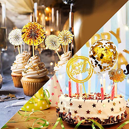 Torta Toppers de Cumpleaños, Cake Topper Happy Birthday Cake Toppe pasteles Decoración, Happy Birthday Cupcake Topper Set Golden Topper Torta Toppers para Decorations Suministros para Fiestas