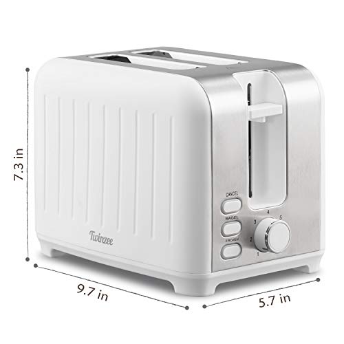 Tostadora Pan Ranura Ancha 3 en 1 - Blanca Mate Inoxidable, Tostadora Vintage - Pinzas de Bambú gratuíta - 7 Niveles Tostado - 850W - Calienta Panecillos y Recoge Migas