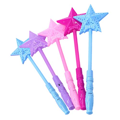 Toyvian 5 Pieazs Juguete de Varita Mágica de LED de Estrella Suministros de Fiestas para Niños