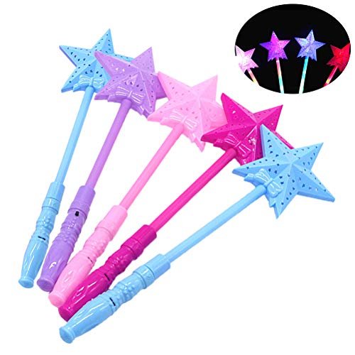 Toyvian 5 Pieazs Juguete de Varita Mágica de LED de Estrella Suministros de Fiestas para Niños