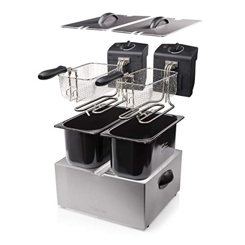Tristar FR-6937 Freidora, Capacidad 2 x 3 l, 3600 W, 6 litros, Acero Inoxidable, Gris