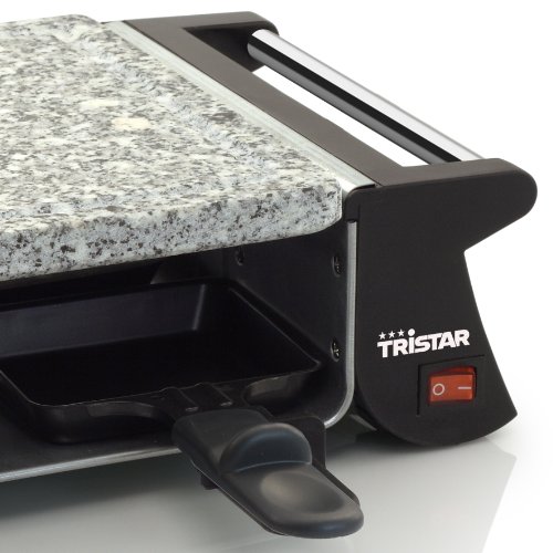 TriStar Raclette RA-2990 – Parrilla y Plancha de Piedra, Adecuada para Cuatro Personas, 500 W, Negro, Acero Inoxidable