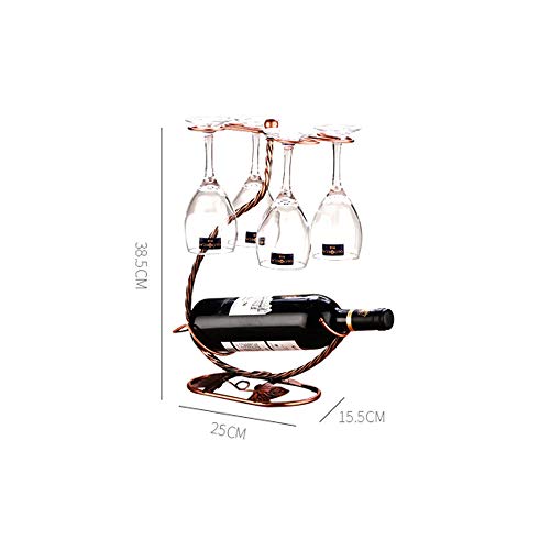 Tritow European Creative Wine Rack Decoración Colgante Portavasos Con Taza Moderna Estantería de vino minimalista Bar Restaurante Cocina Fiesta Hogar Sala de estar Dormitorio Vinoteca 1 botella y 4 co
