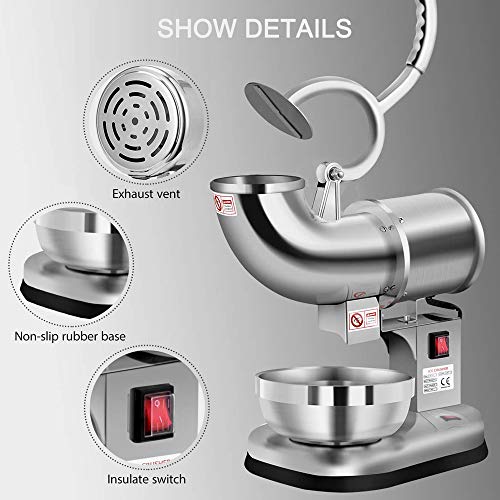 Trituradora de Hielo Eléctrica, Picadora De Hielo Eléctrica para Hielo y Bandeja para Hacer Conos de Nieve, Mezcla de granizados, cócteles, Frappe, té Helado y café, etc. 400 LB/h (180 kg/h)